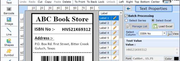 Printing Library Book Barcode Label screenshot