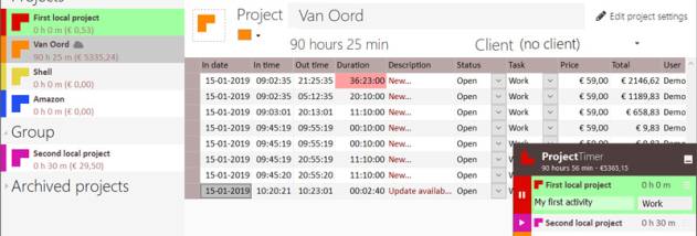 Project Timer screenshot
