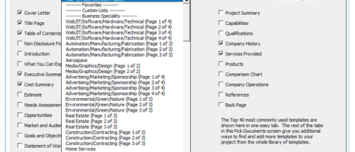 Proposal Pack Wizard Software screenshot
