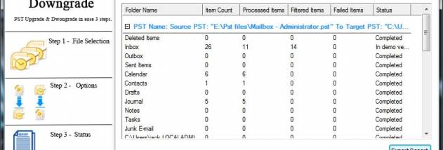 PST Upgrade and Downgrade screenshot