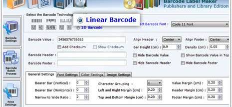 Publishers Barcodes Software screenshot