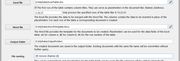 Quick Merge for Excel+Word screenshot