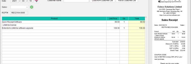 Quick Receipt Software screenshot