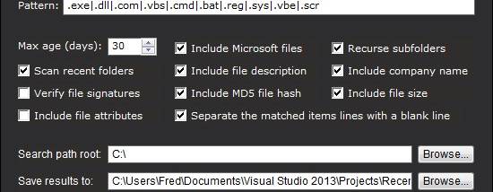 Recent file seeker screenshot