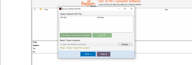 Regain OST to PST Converter screenshot