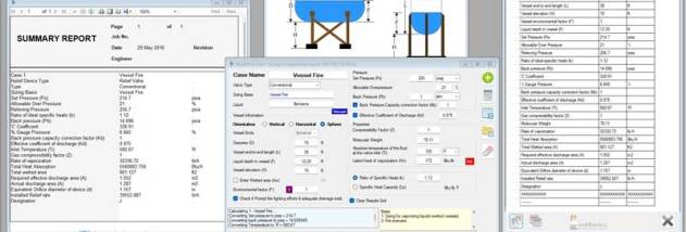 Relief valve sizing calculator screenshot