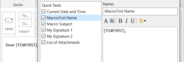 ReliefJet Quick Text for Outlook screenshot