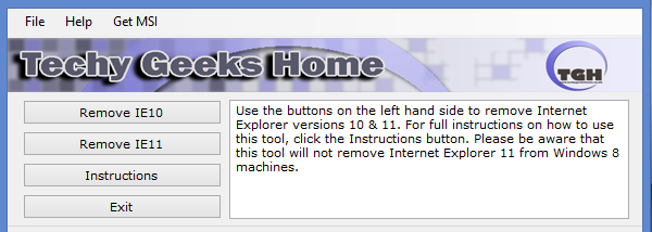 RemoveIE screenshot
