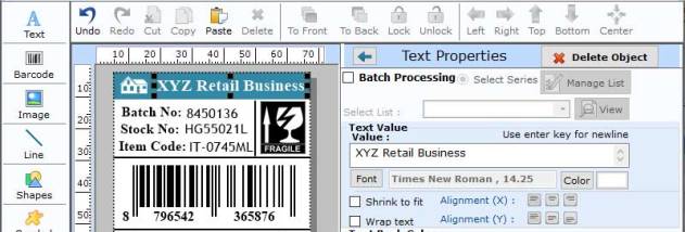 Retail Barcode Label Designing Software screenshot