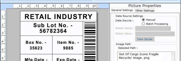 Retail Industry Barcode Labeling Tool screenshot