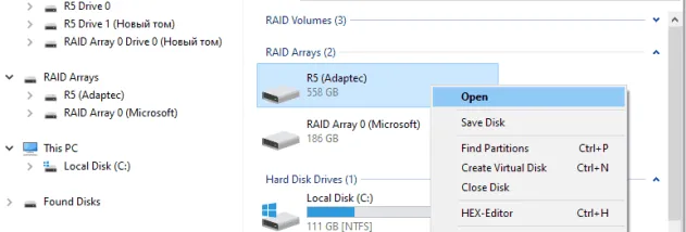 RS RAID Retrieve screenshot