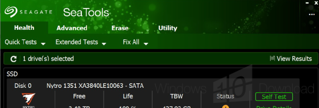 SeaTools for Windows screenshot