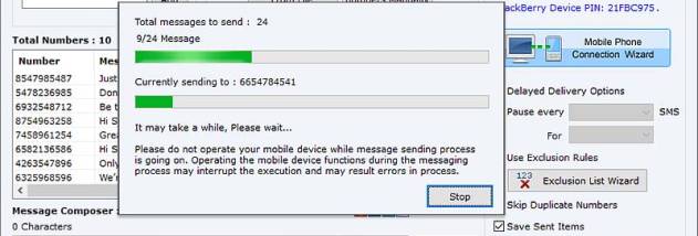 Send Bulk SMS BlackBerry screenshot