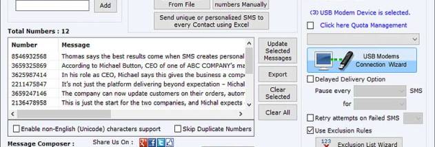 Multi USB Modem SMS Sender screenshot