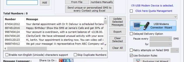 Sending SMS GSM Modem screenshot