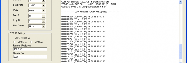 Serial TCP screenshot