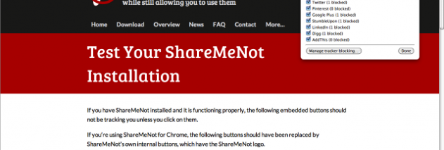 ShareMeNot for Chrome screenshot