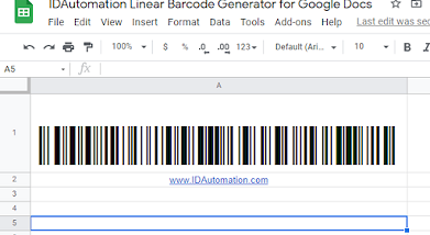 Sheets GS1 128 Barcode Script for Google screenshot