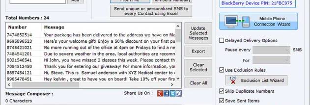 SMS App BlackBerry screenshot