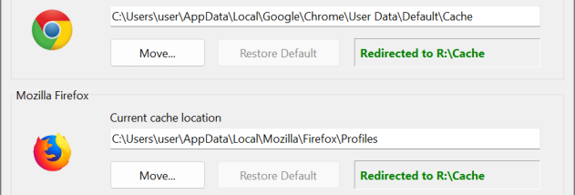 SoftPerfect Cache Relocator screenshot