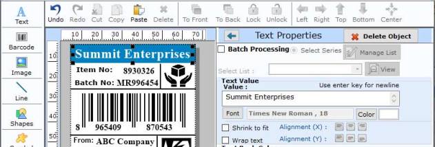 Standard Label Industry Software screenshot