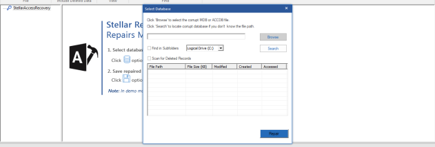 Stellar Repair for Access screenshot