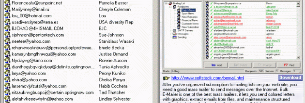 Subscribe Emails screenshot