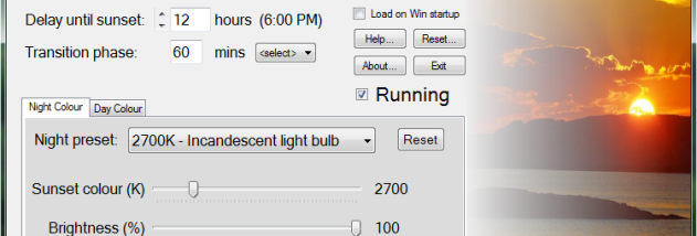 SunsetScreen screenshot