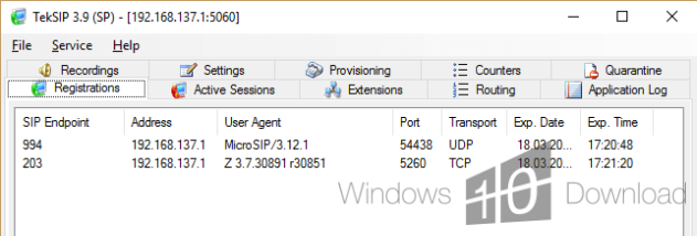 TekSIP screenshot