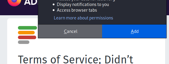 Terms of Service; Didn’t Read for Firefox screenshot