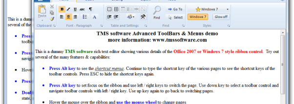 TMS Advanced Toolbars and Menus screenshot