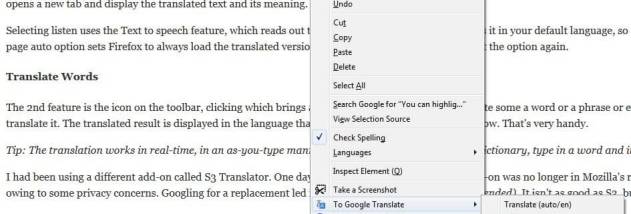 To Google Translate screenshot