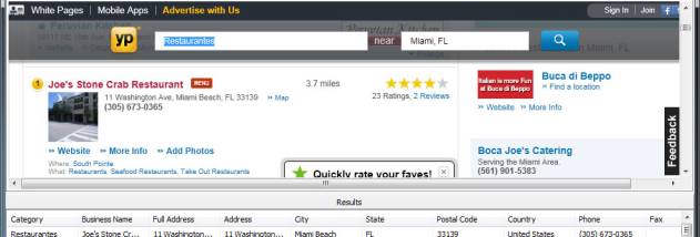 Touche Yellow Pages Spider screenshot