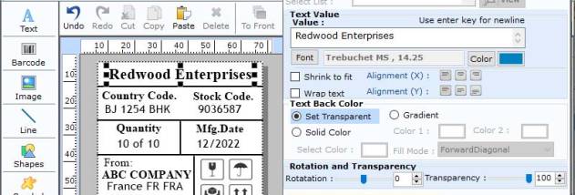 Tracking Databar UPCA Barcode Software screenshot