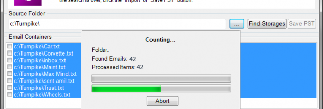 Transfer Turnpike to Outlook screenshot