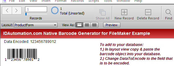 Filemaker UPC EAN Generator screenshot