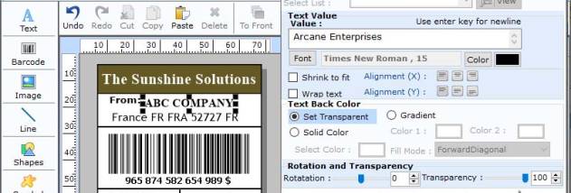 UPCA Label Barcode Software screenshot
