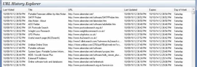URL History Explorer screenshot