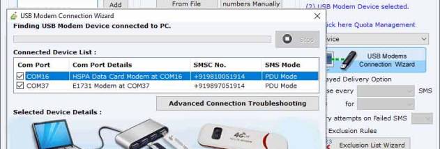 USB Modem Excel SMS Sending Software screenshot