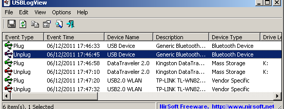 USBLogView screenshot