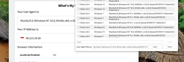 User-Agent Switcher and Manager for Firefox screenshot
