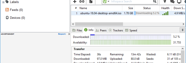 uTorrent Portable screenshot