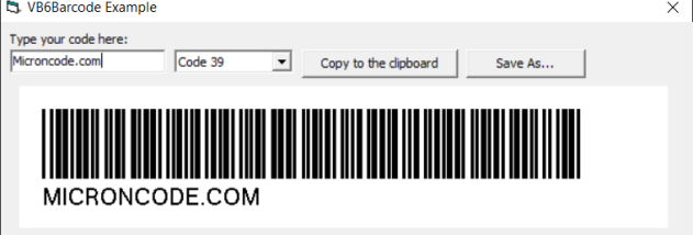 VB6Barcode screenshot