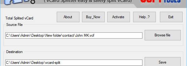 vCard Splitter screenshot