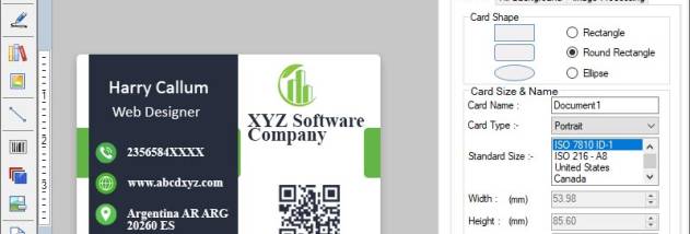 Visiting Cards Design Tool screenshot
