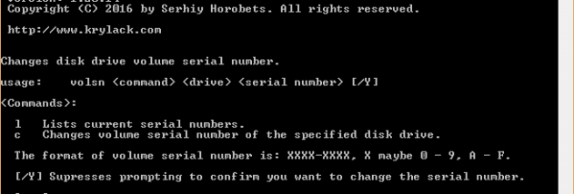 Volume Serial Number Editor Command Line screenshot