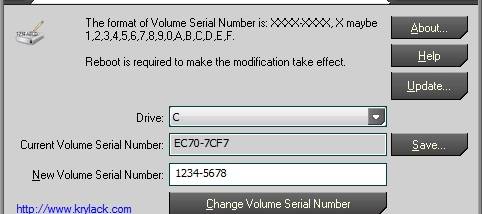 Volume Serial Number Editor screenshot