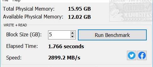 Vovsoft RAM Benchmark screenshot
