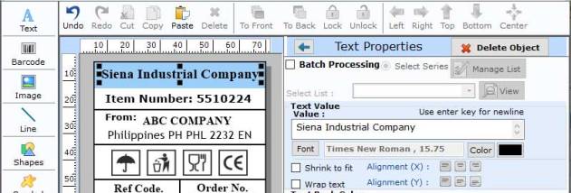 Warehousing Barcode Labels screenshot