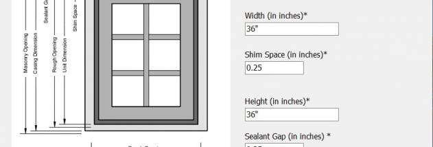 WDMA Standard Window Sizing Tool screenshot